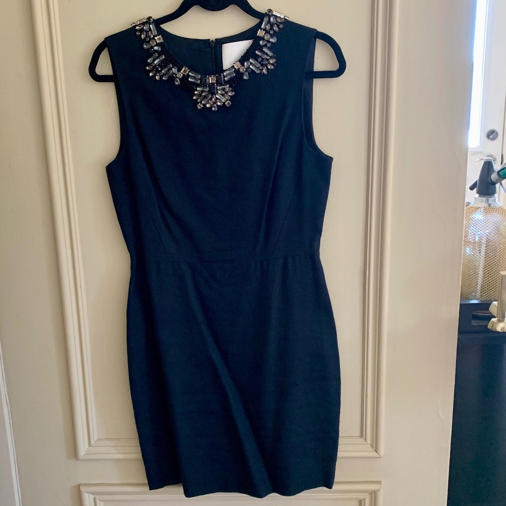 3.1 Phillip Lim Linen Little Black Dress jewelled, silk-lined sheath dress (8)